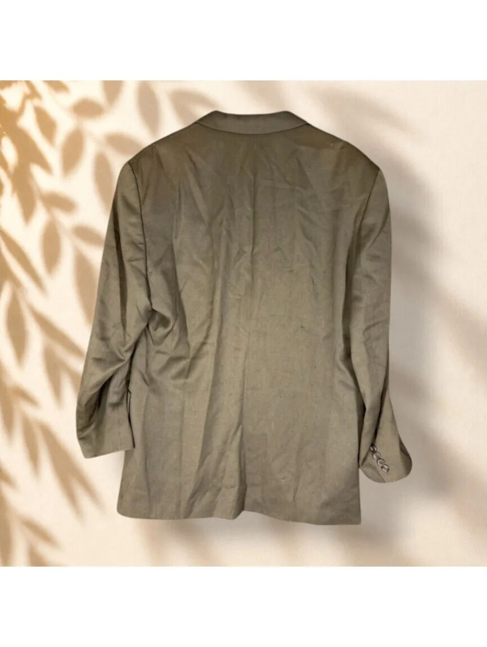 Dillard's Blazer Men 44 Gray Button Up Collared Long Sleeve Wool Career Pockets